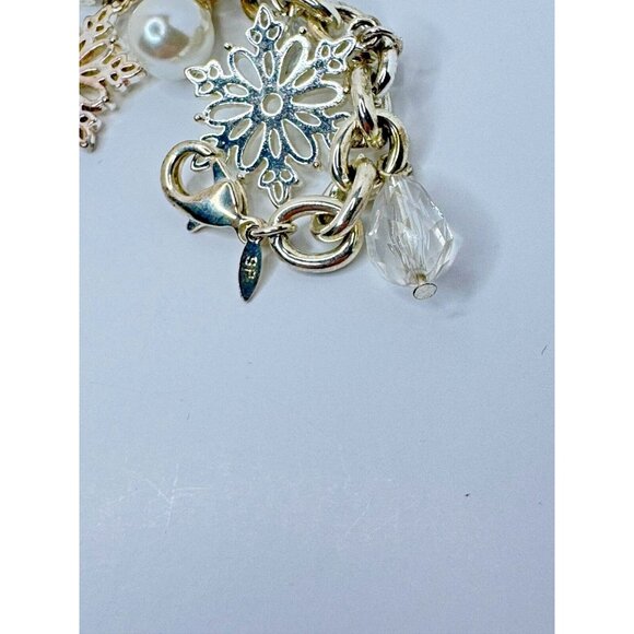 Avon SP Charm Bracelet Snowflake Vintage 1980s Silver Tone 6 Inch Christmas - Picture 6 of 8